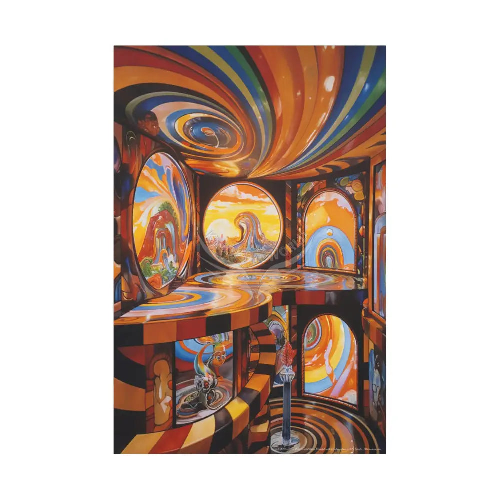 Orange Retro Wave Matte Canvas — 'Welcome to a Beautiful Surreal