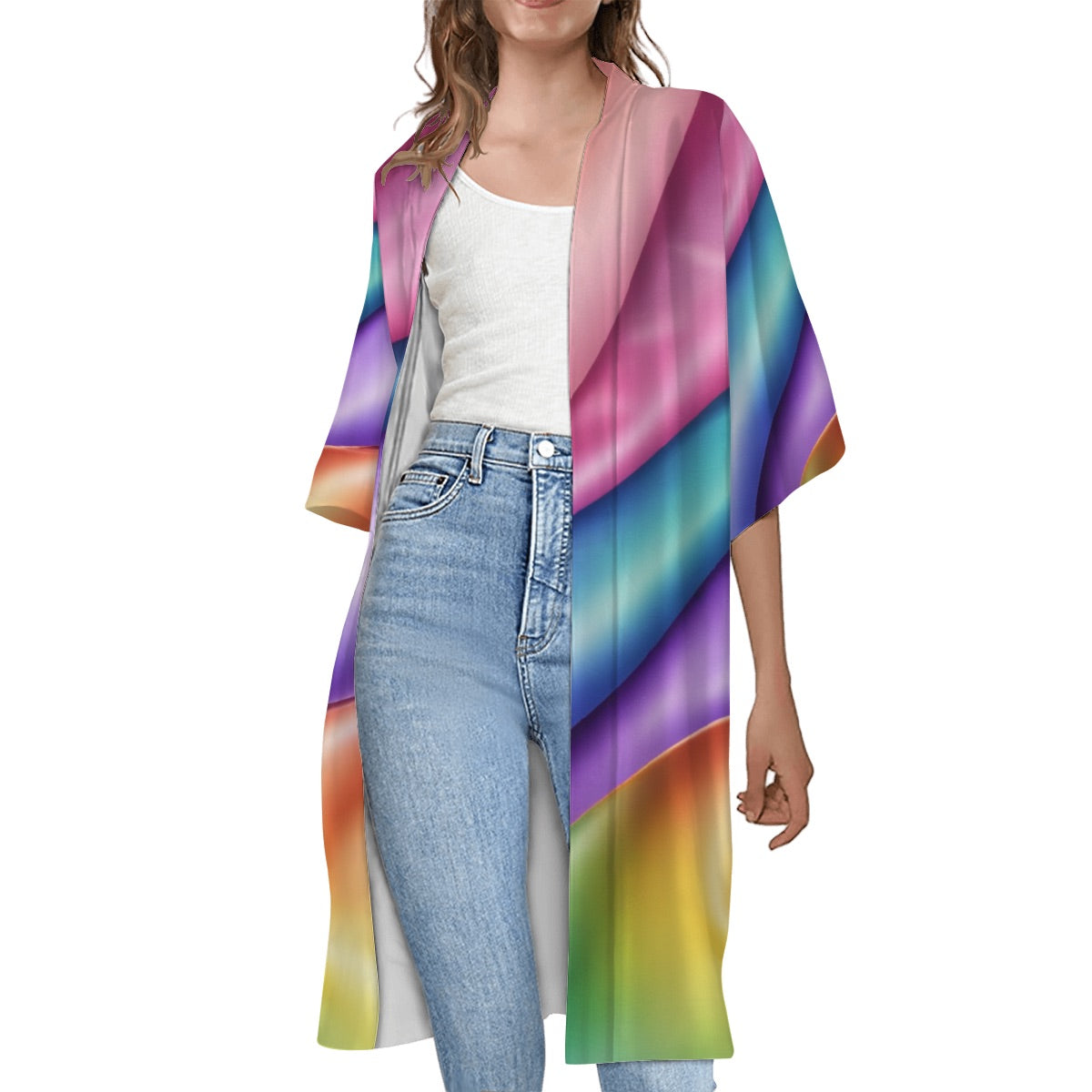 Women's Short Sleeve Cape Rainbow