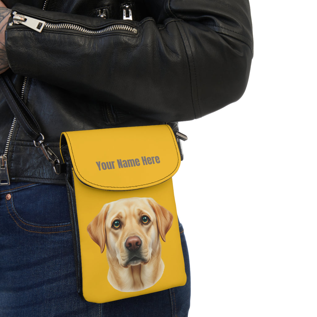 Personalized or Not Yellow Lab Labrador Retriever Dog Cell Phone Wallet — Small Crossbody Phone Purse
