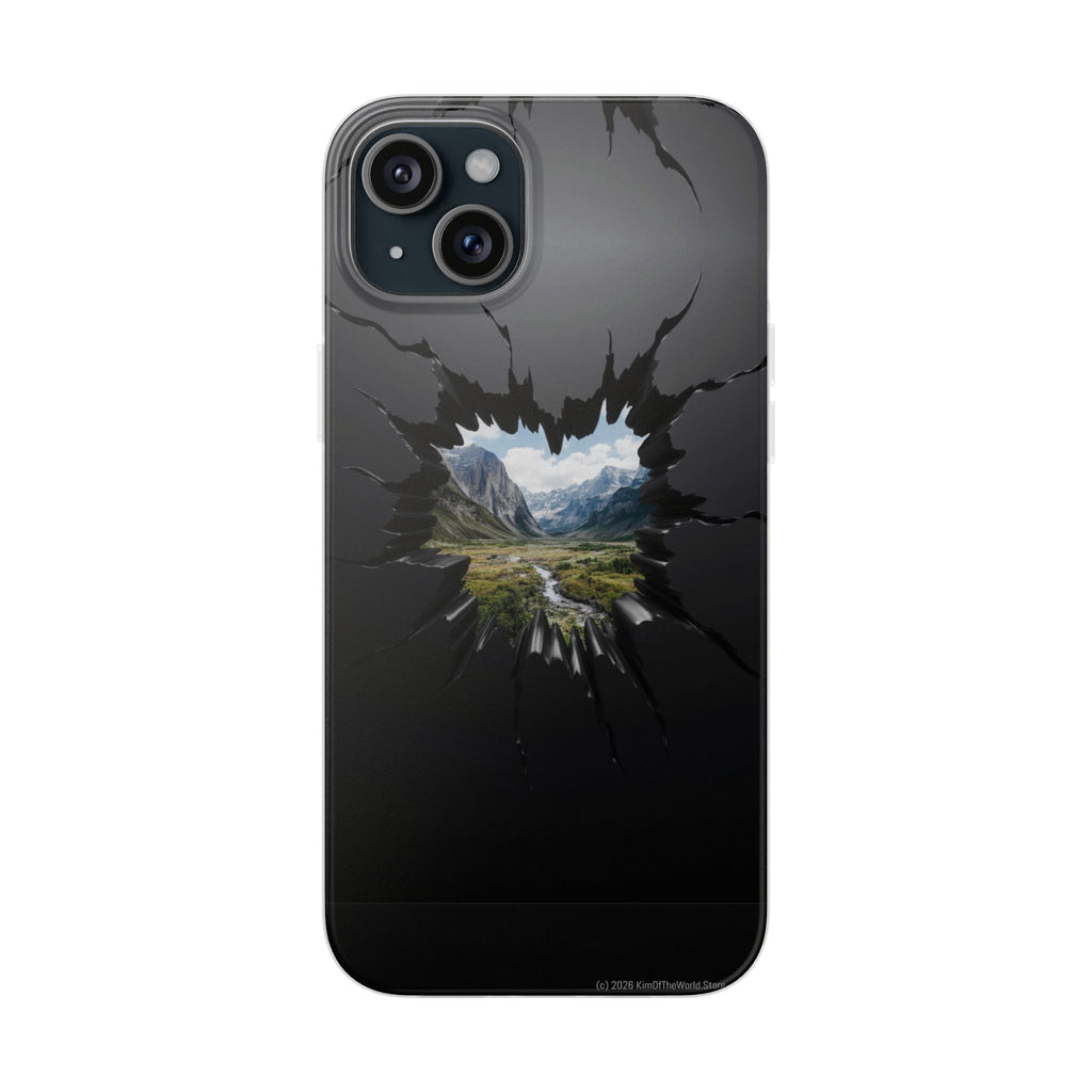 Mystic Mountain Break-Out Window Phone Case - Surreal Art Flexi Case
