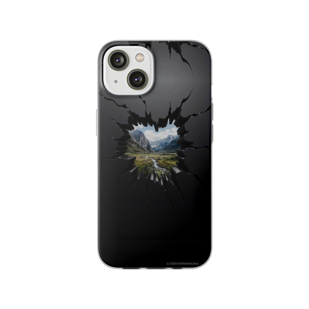Mystic Mountain Break-Out Window Phone Case - Surreal Art Flexi Case