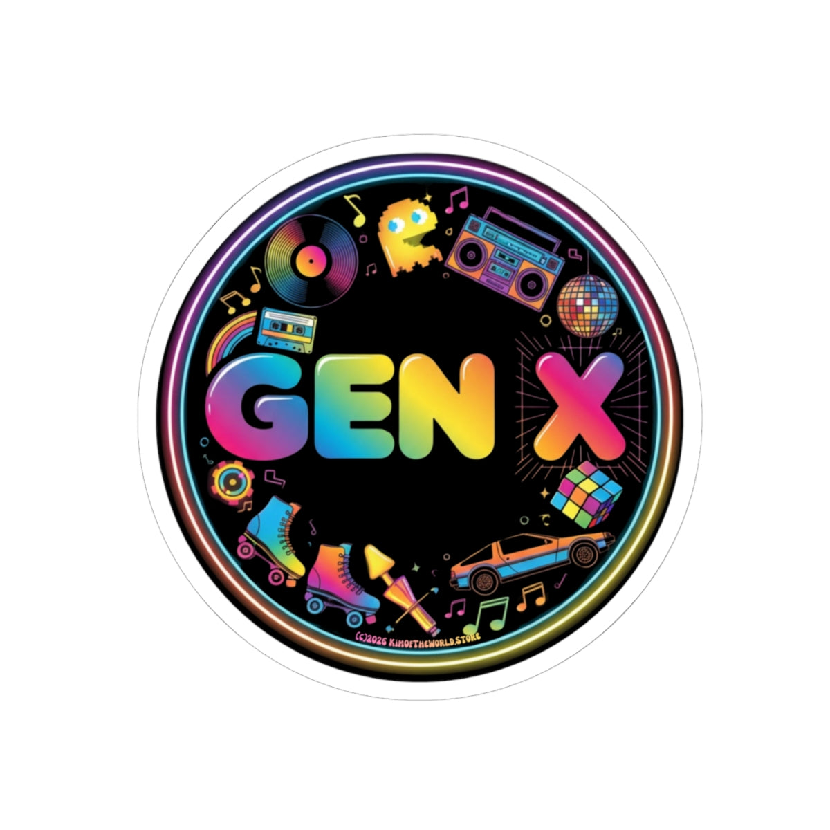 Gen X Retro Colorform Sticker — Cute Logo Theme Vinyl Sticker