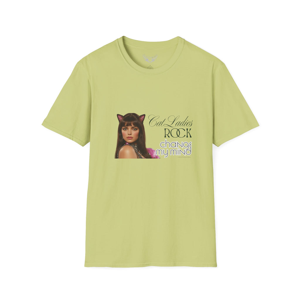 "Cat Ladies Rock - Change my Mind" Cat Lady Kitty Parent Tee  - Art Softstyle T-Shirt