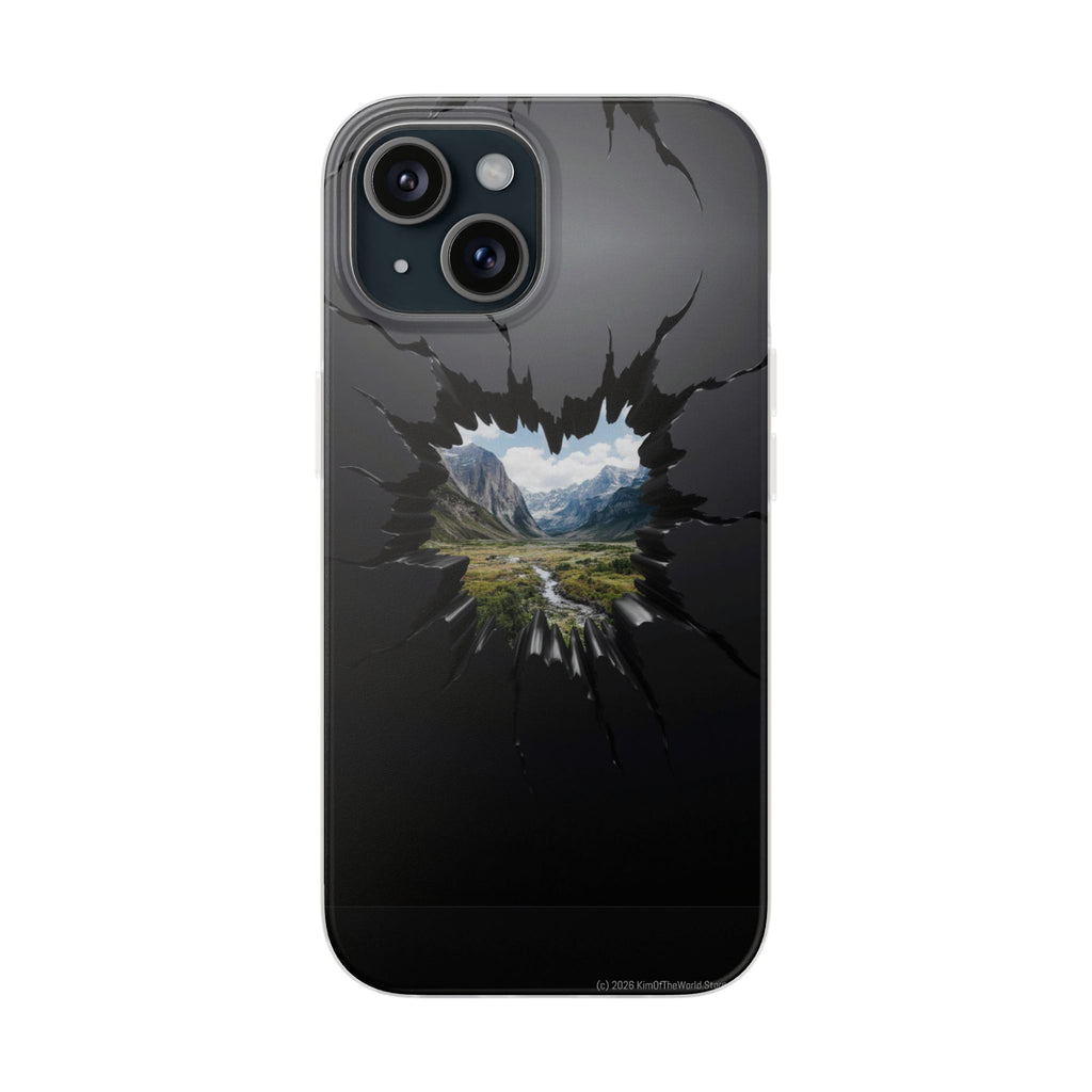 Mystic Mountain Break-Out Window Phone Case - Surreal Art Flexi Case