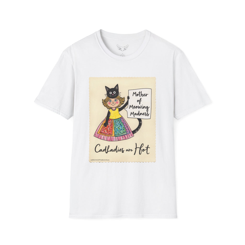 "Mother of Meowing Madness" Cat Lady Kitty Parent Tee  - Art Softstyle T-Shirt