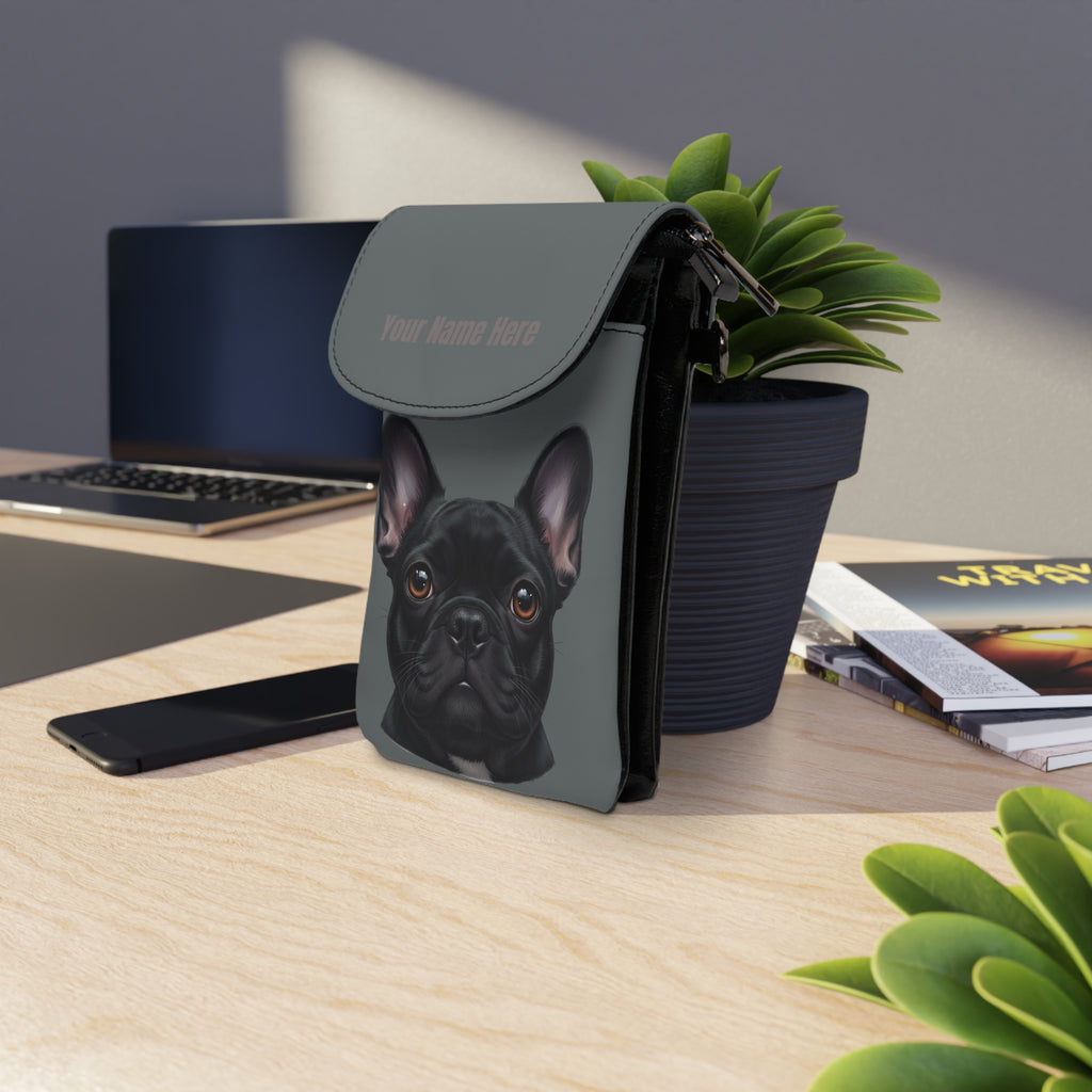 Personalized or Not Frenchie French Bulldog Cell Phone Wallet — Small Crossbody Phone Purse