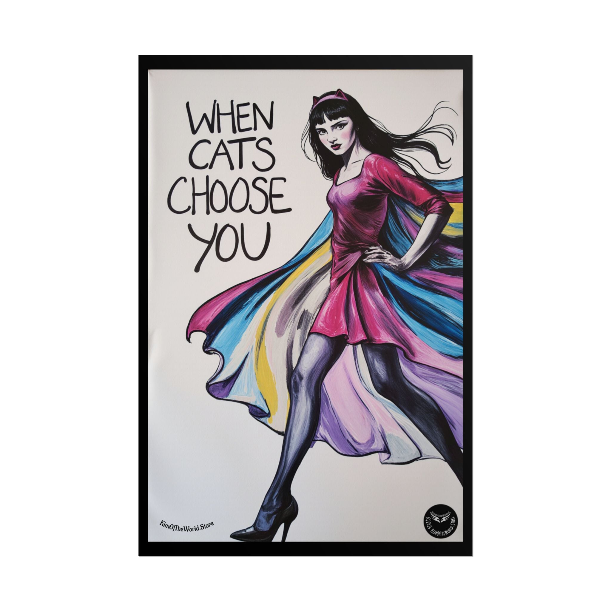 "When Cats Choose You" Retro Art Message - Rolled Poster