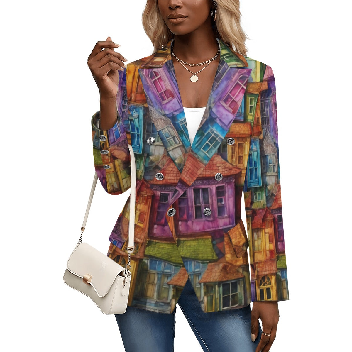 Women's Casual Blazer - Colorful Windows