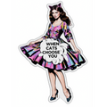 When Cats Choose You Sticker — Cute Cat-Woman Kiss-Cut Vinyl Sticker