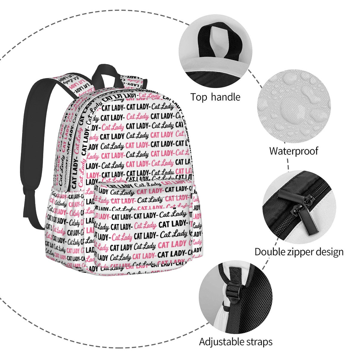 Large Capacity Oxford Backpack with Cloth Side Pockets
