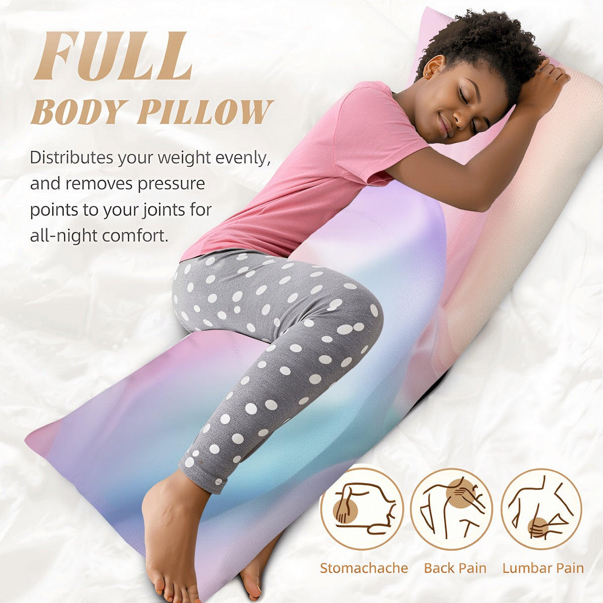 Body Pillow Cover 20"x60" - Pastel Satin