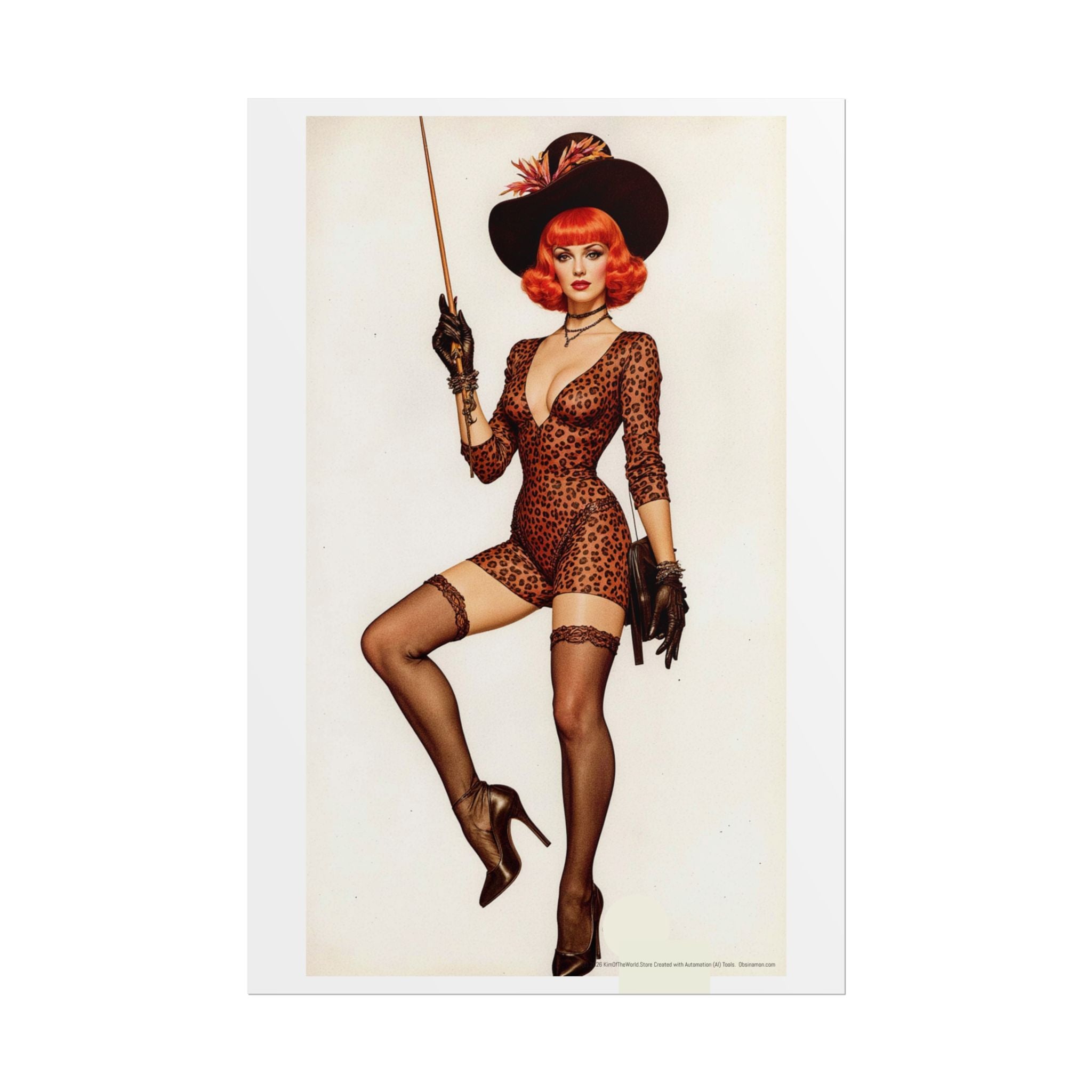 Leopard Print Lady Rolled Poster — Towering Empowered Confident Art Print