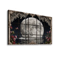3 Panels Floral Moon Window - Canvas Prints Wall Art (Set B) 16’’x32’’ Wall Art