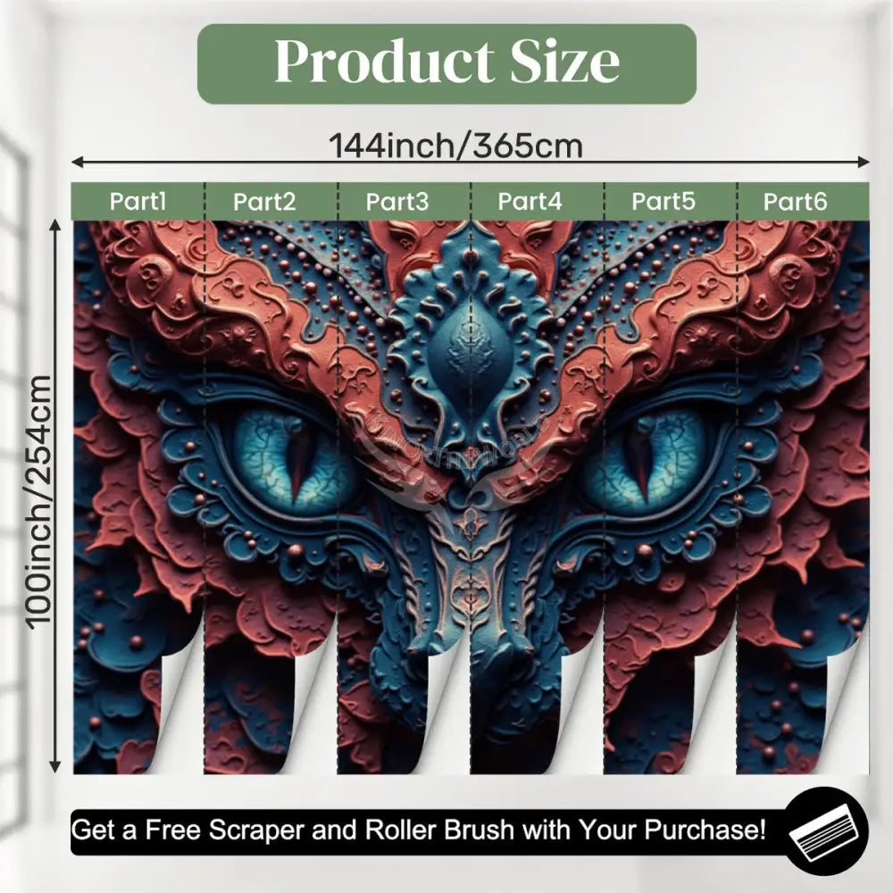 3# Red Blue Creature Face Unpasted Mural Wallpaper 144’’x100’’ - 144’’x100’’ - Wall Coverings