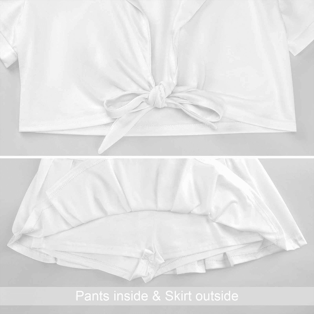 Cheerleading Uniform Set - Blue and Green Leaf Design