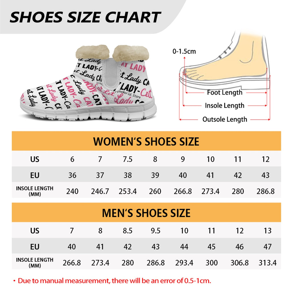 Cat Lady Pink and Black AOP Print Snow Boots