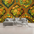 3D All Fruit and Floral Orange Blend Unpasted Mural Wallpaper 144’’x100’’ 144’’x100’’ Wall Coverings