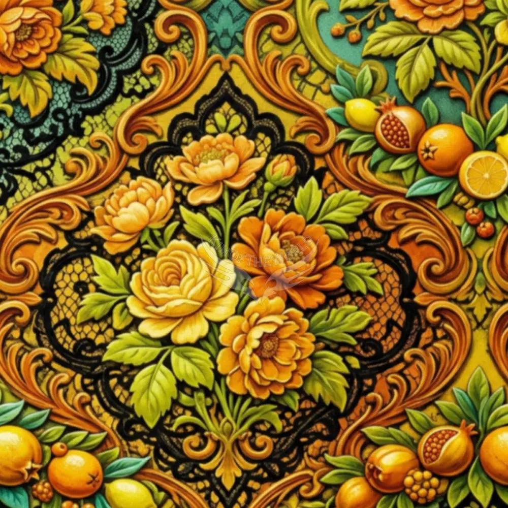 3D All Fruit and Floral Orange Blend Unpasted Mural Wallpaper 144’’x100’’ 144’’x100’’ Wall Coverings