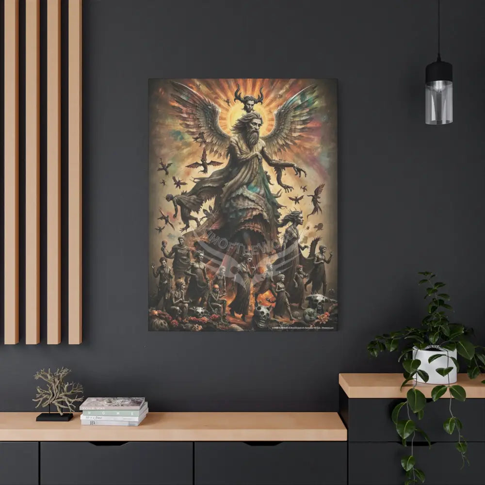 3D Angels & Demons Coming Together Wall Art — Matte Stretched Canvas 36’’ x 48’’ (Vertical) / 1.25’’ Canvas