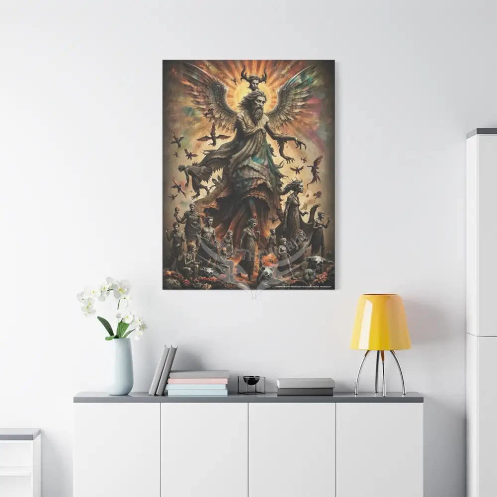3D Angels & Demons Coming Together Wall Art — Matte Stretched Canvas 36’’ x 48’’ (Vertical) / 1.25’’ Canvas