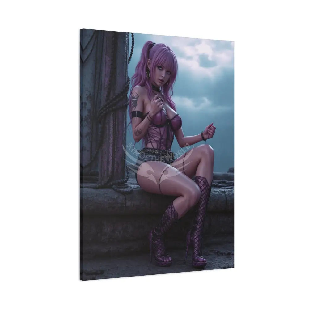 3D Anime Girls in Stilettos Matte Stretched Canvas Canvas