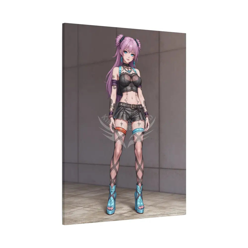 3D Anime Girls in Stilettos Matte Stretched Canvas Canvas