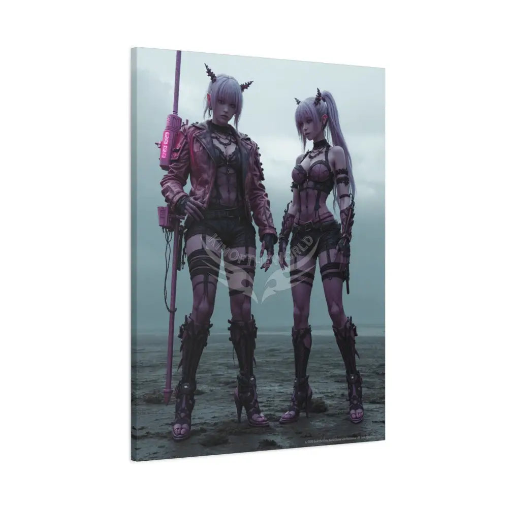 3D Anime Girls in Stilettos Matte Stretched Canvas Canvas
