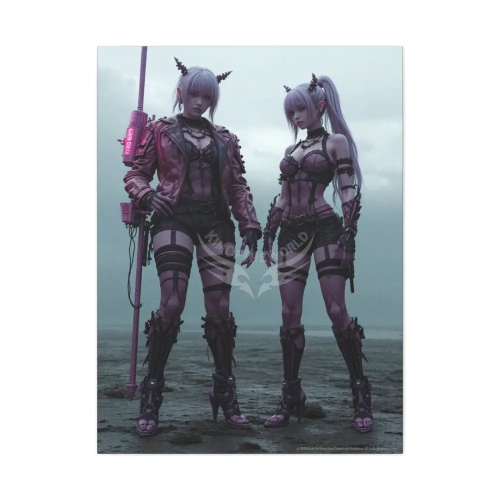 3D Anime Girls in Stilettos Matte Stretched Canvas 30’’ x 40’’ (Vertical) / 1.25’’ Canvas