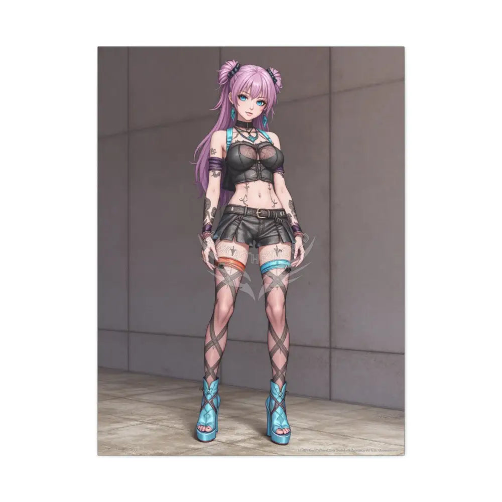 3D Anime Girls in Stilettos Matte Stretched Canvas 30’’ x 40’’ (Vertical) / 1.25’’ Canvas