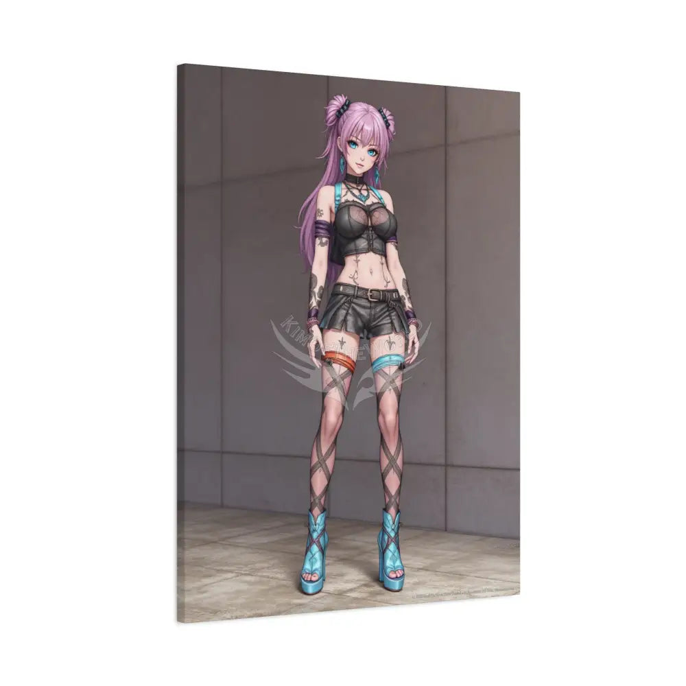 3D Anime Girls in Stilettos Matte Stretched Canvas Canvas