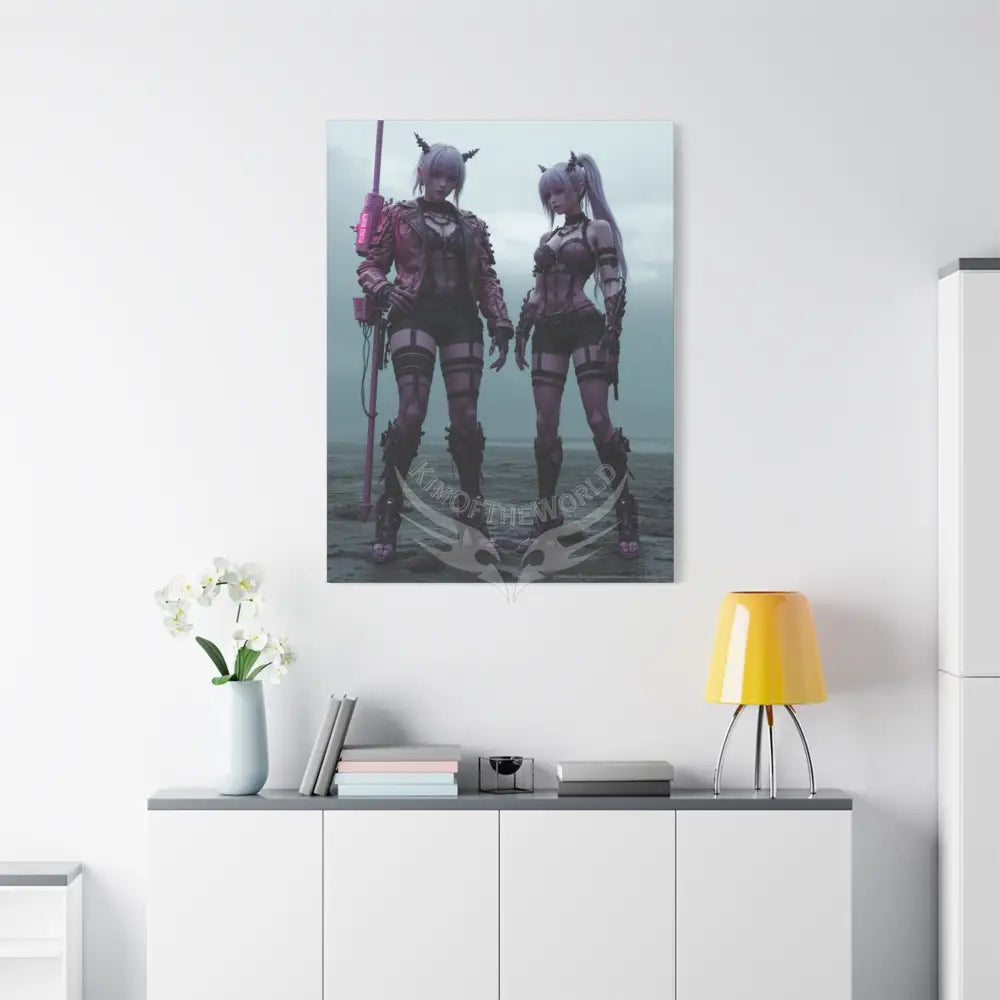 3D Anime Girls in Stilettos Matte Stretched Canvas Canvas