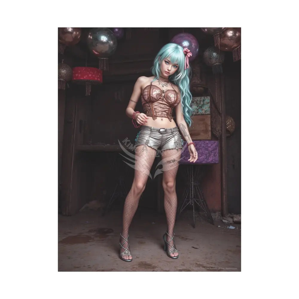 3D Anime Girls in Stilettos Matte Stretched Canvas 36’’ x 48’’ (Vertical) / 1.25’’ Canvas