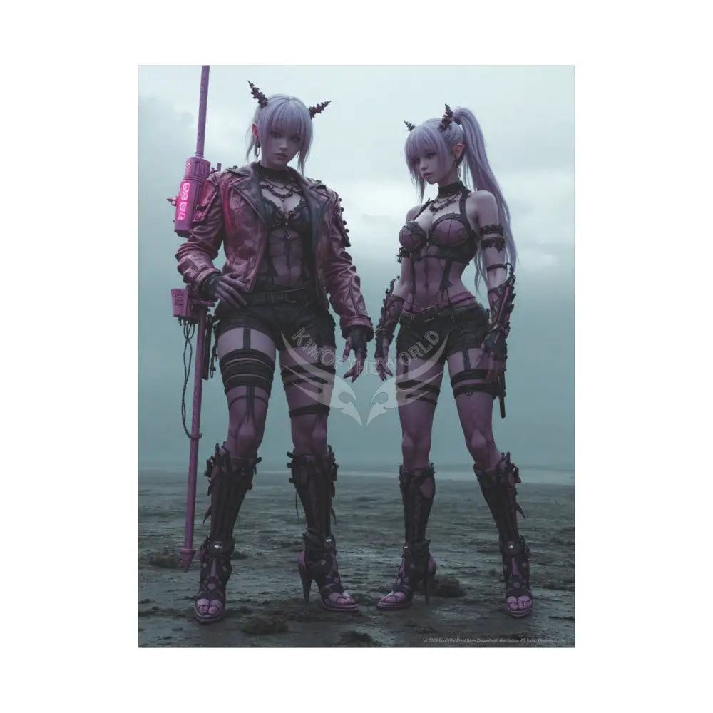3D Anime Girls in Stilettos Matte Stretched Canvas 36’’ x 48’’ (Vertical) / 1.25’’ Canvas