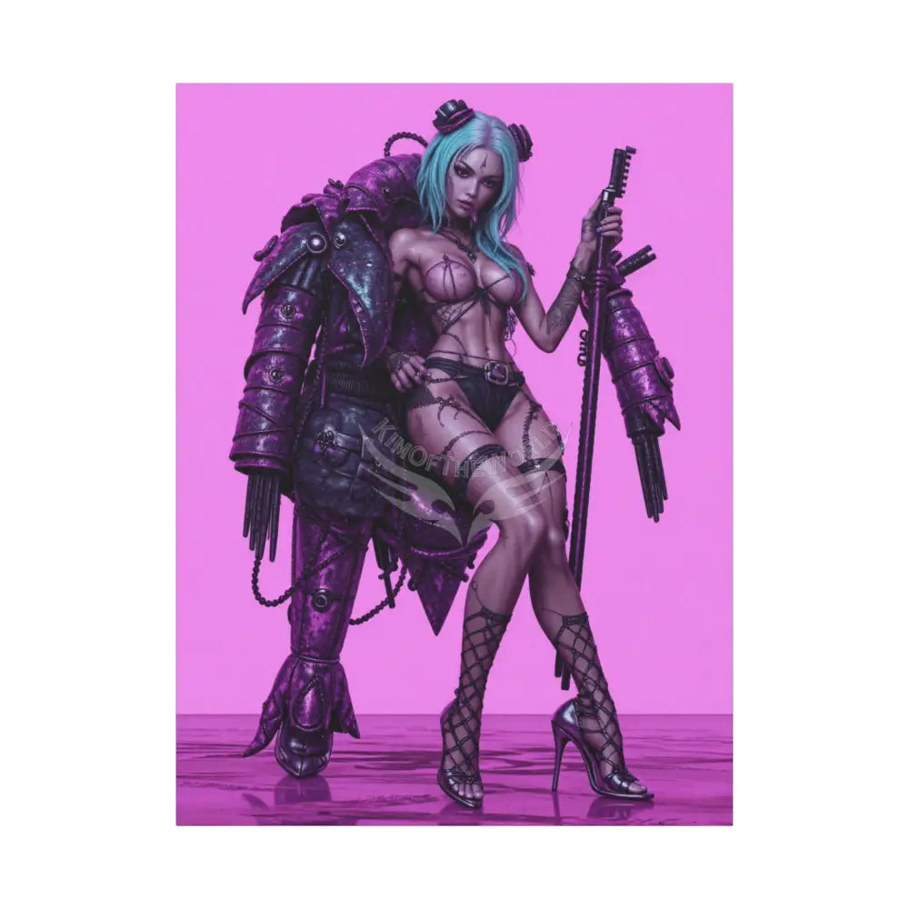 3D Anime Girls in Stilettos Matte Stretched Canvas 36’’ x 48’’ (Vertical) / 1.25’’ Canvas