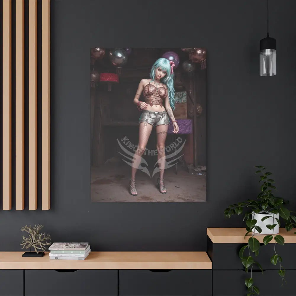 3D Anime Girls in Stilettos Matte Stretched Canvas Canvas