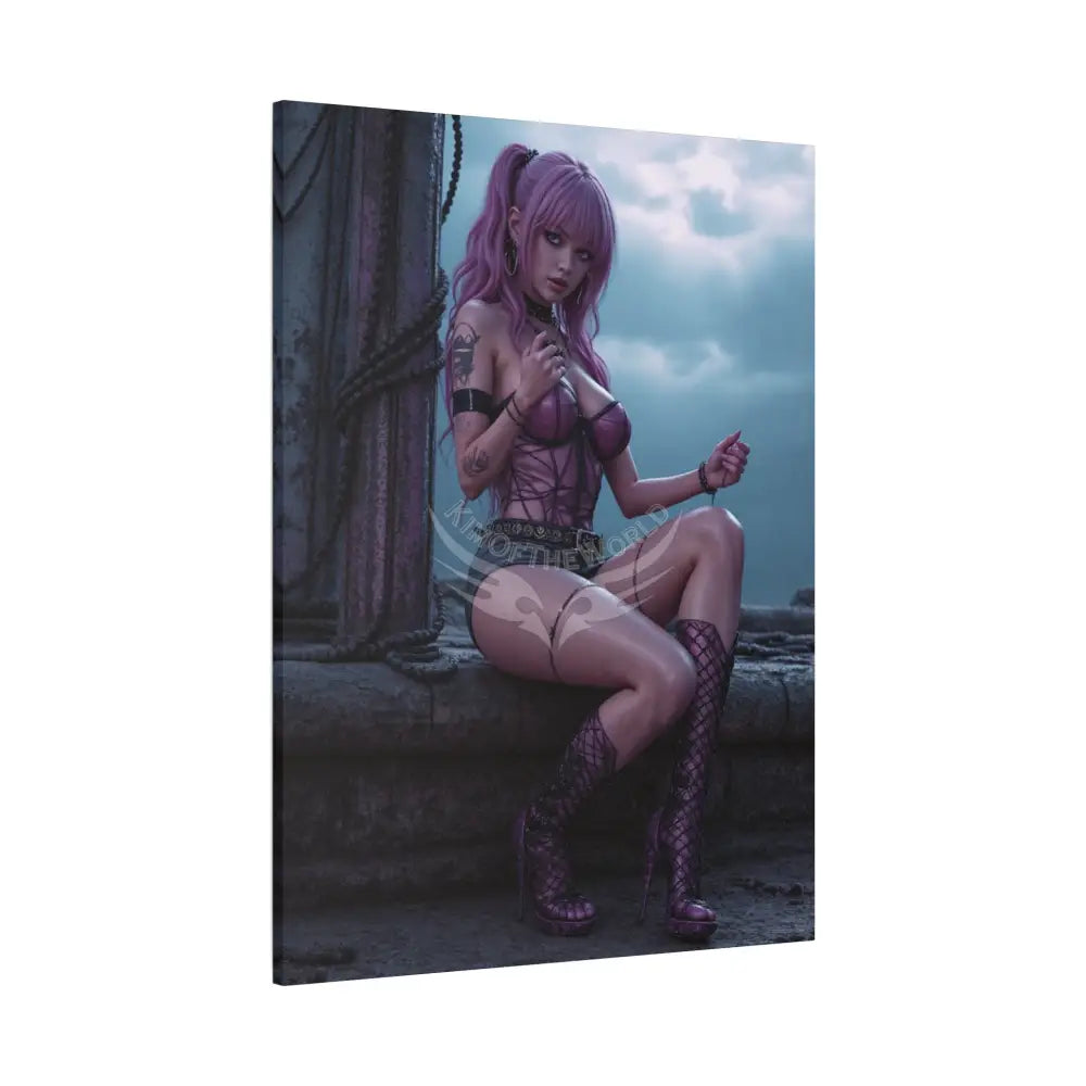 3D Anime Girls in Stilettos Matte Stretched Canvas Canvas