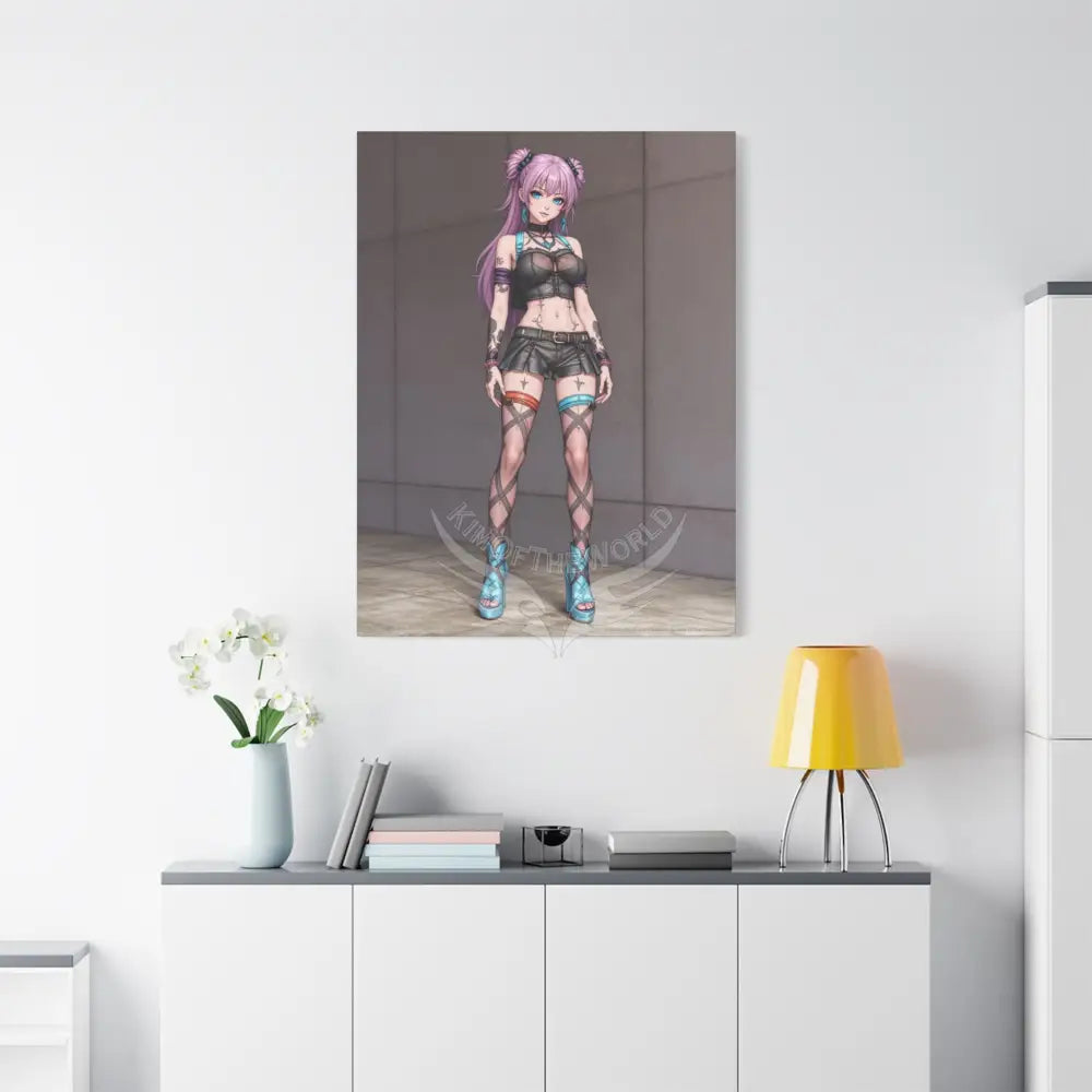 3D Anime Girls in Stilettos Matte Stretched Canvas Canvas
