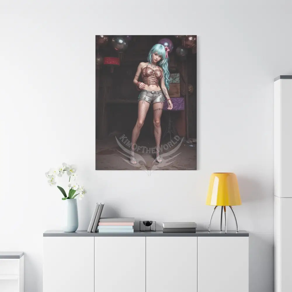 3D Anime Girls in Stilettos Matte Stretched Canvas Canvas