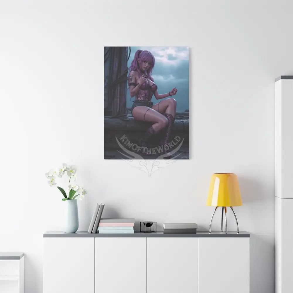 3D Anime Girls in Stilettos Matte Stretched Canvas Canvas