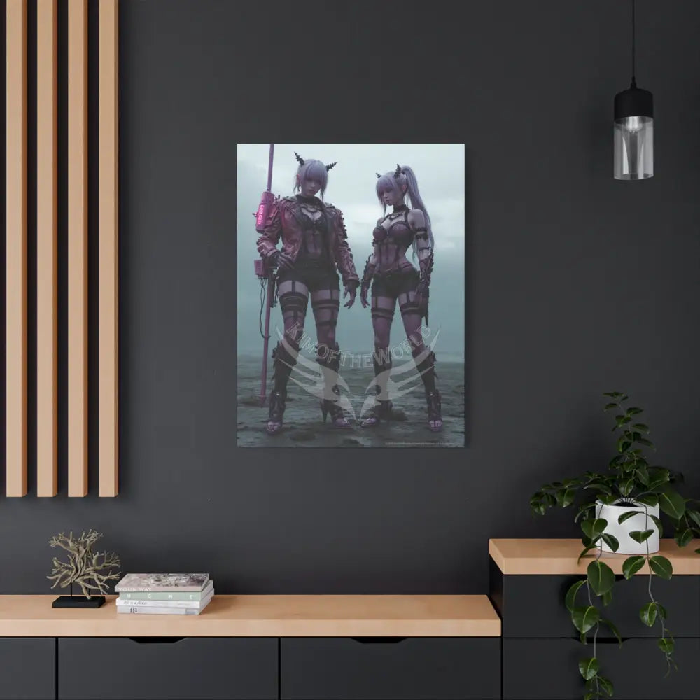 3D Anime Girls in Stilettos Matte Stretched Canvas Canvas