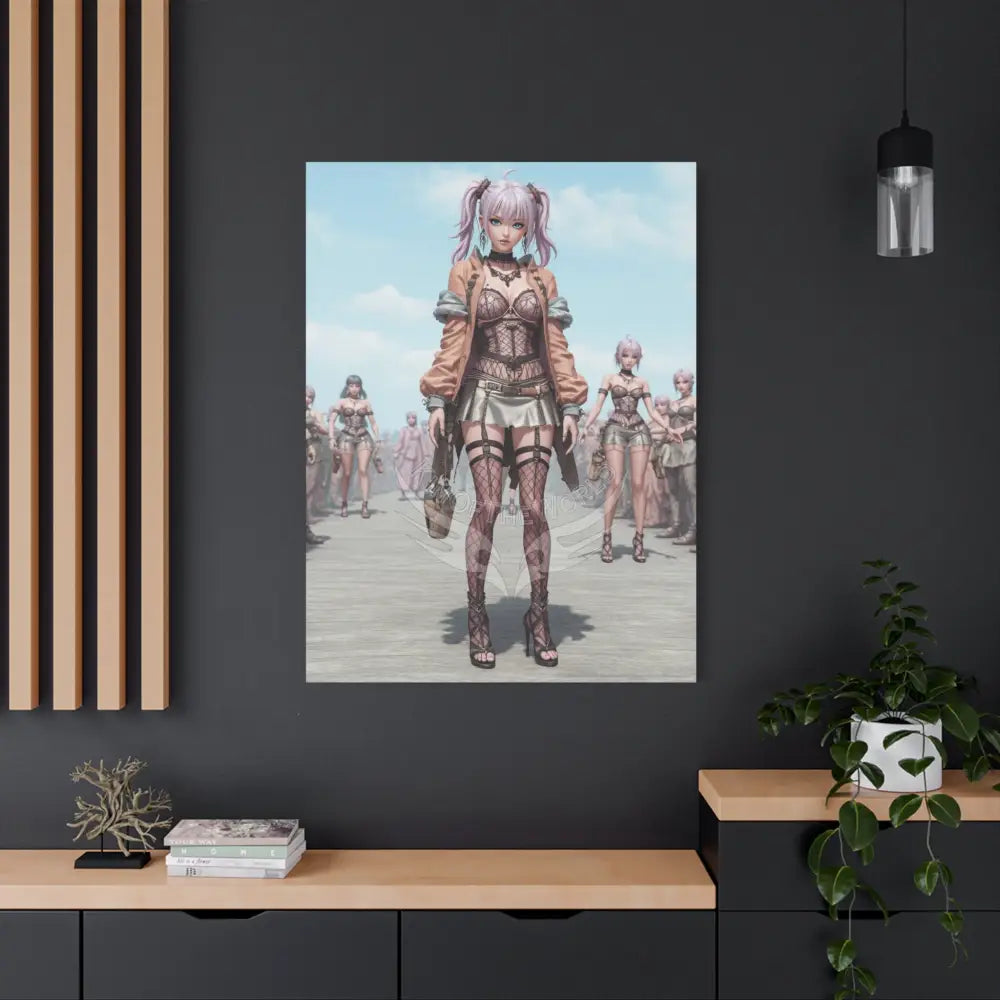 3D Anime Girls in Stilettos Matte Stretched Canvas Canvas