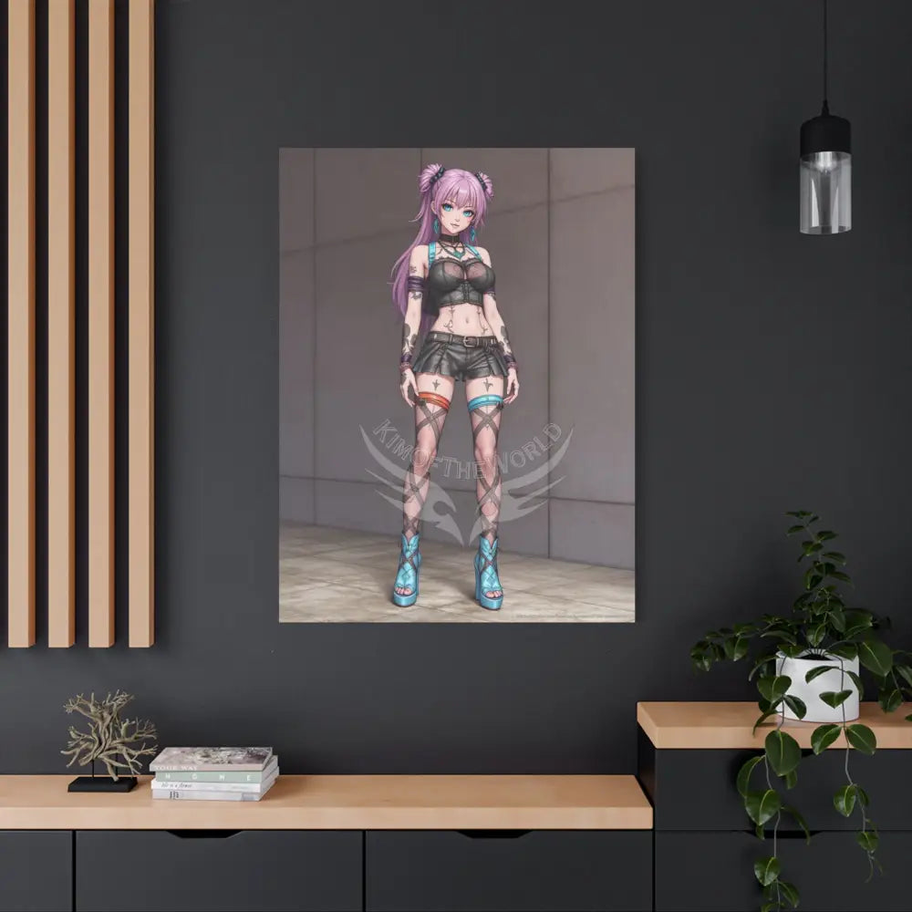 3D Anime Girls in Stilettos Matte Stretched Canvas Canvas