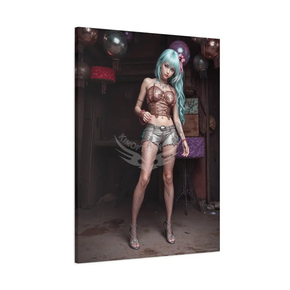 3D Anime Girls in Stilettos Matte Stretched Canvas Canvas