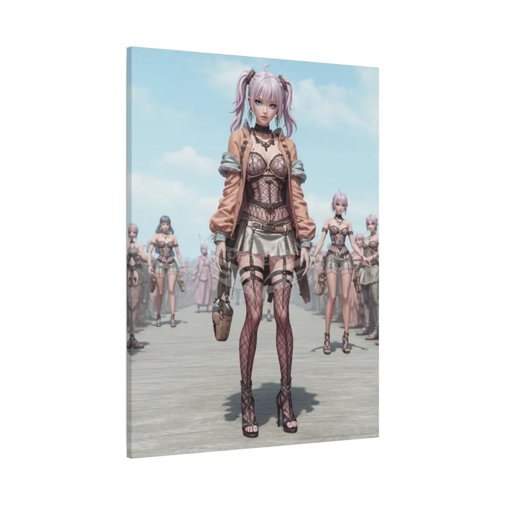 3D Anime Girls in Stilettos Matte Stretched Canvas Canvas