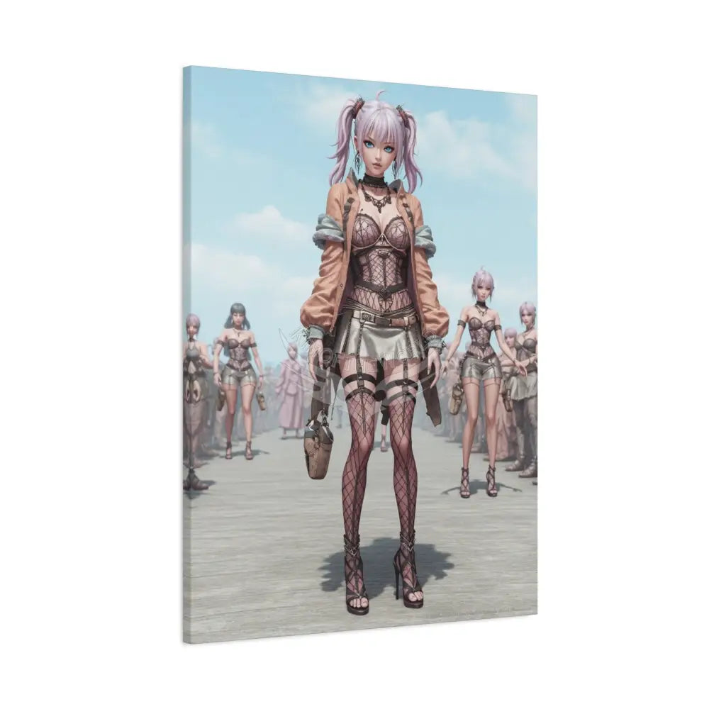 3D Anime Girls in Stilettos Matte Stretched Canvas Canvas