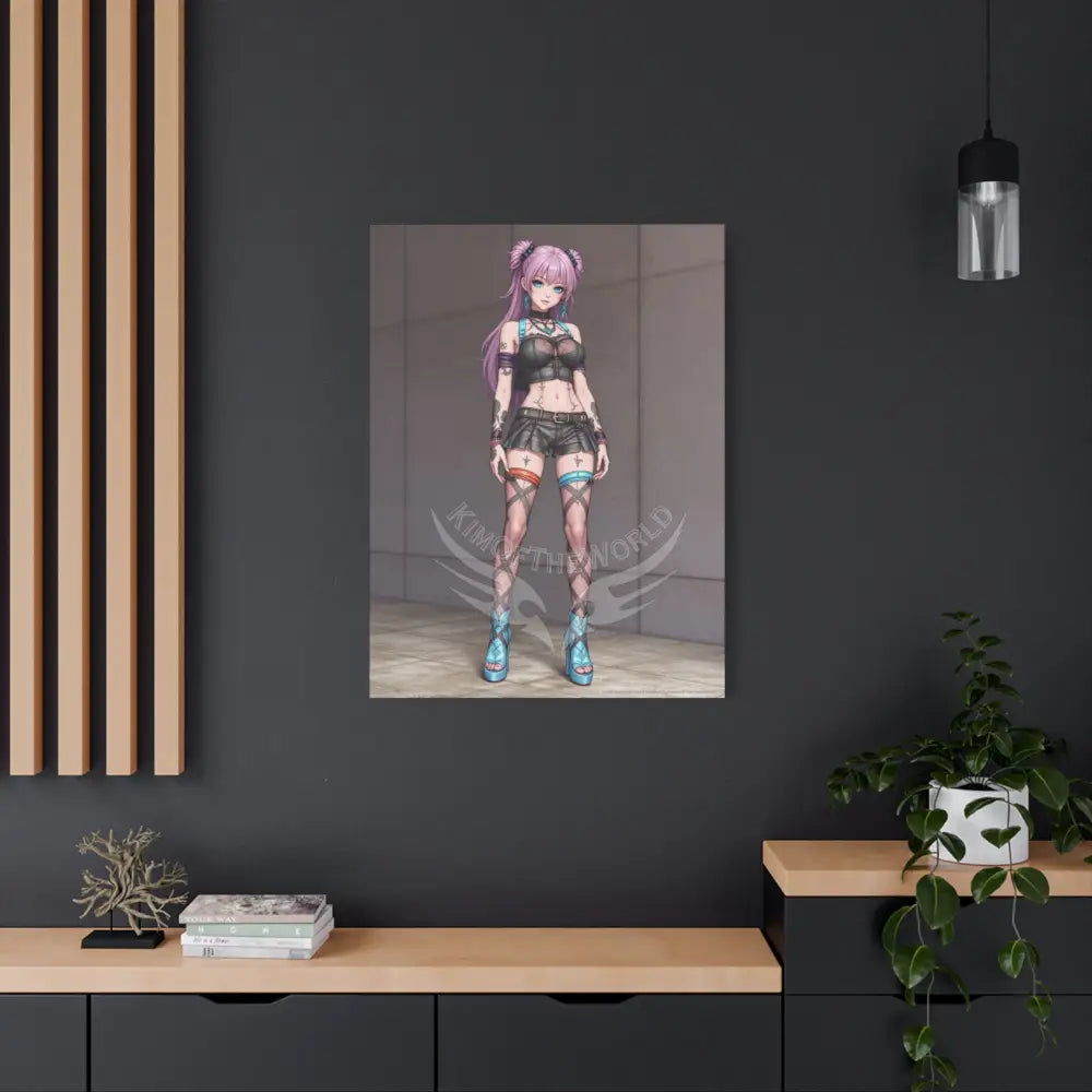 3D Anime Girls in Stilettos Matte Stretched Canvas Canvas