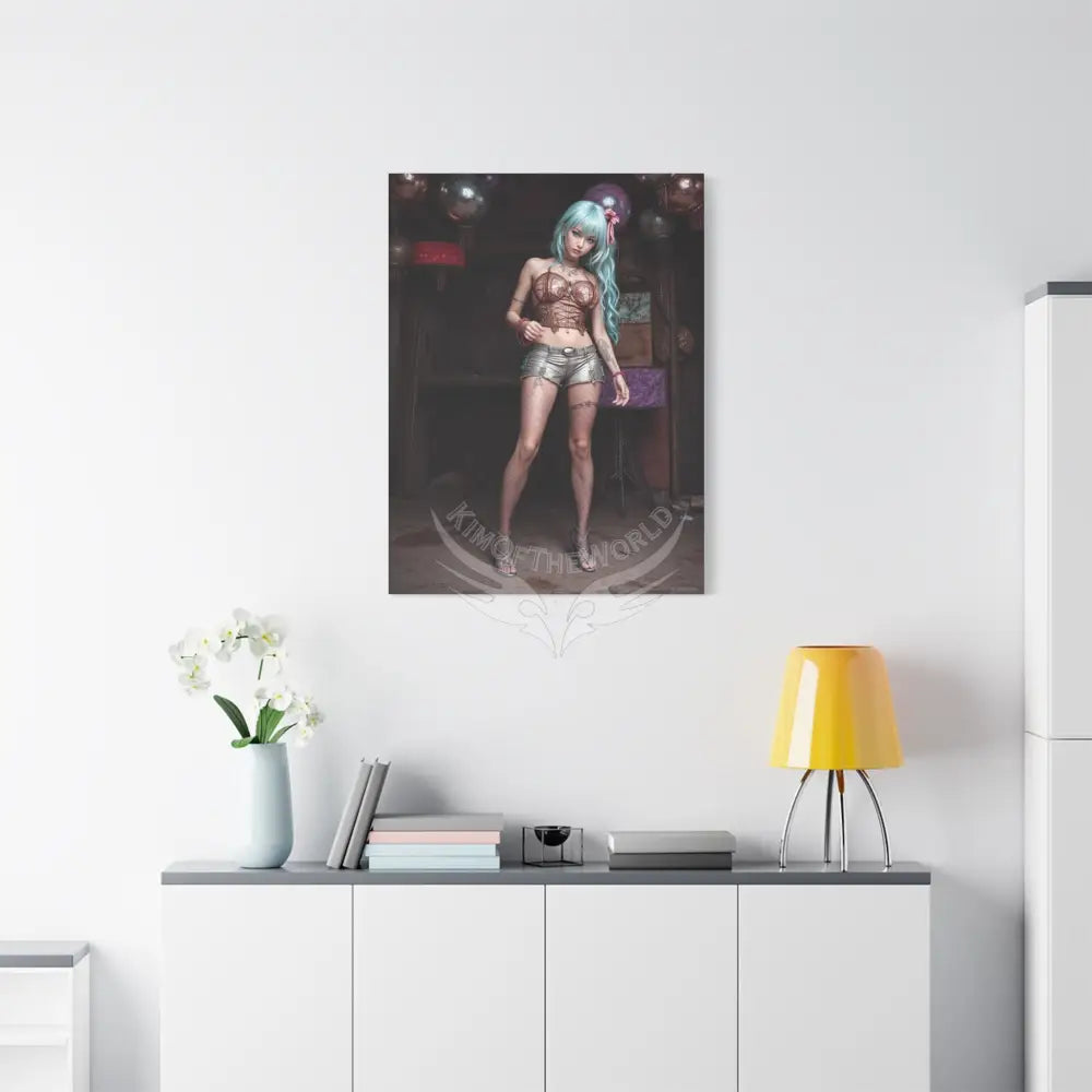 3D Anime Girls in Stilettos Matte Stretched Canvas Canvas