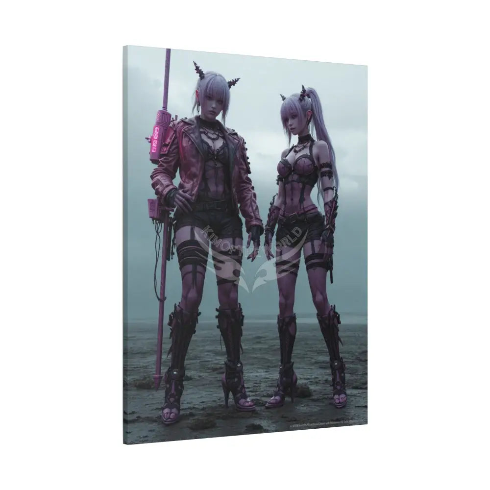 3D Anime Girls in Stilettos Matte Stretched Canvas Canvas