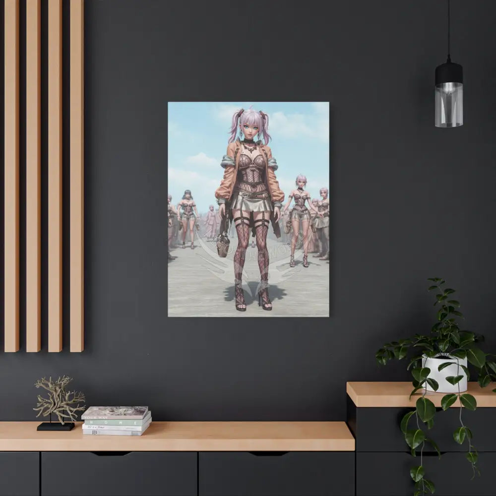 3D Anime Girls in Stilettos Matte Stretched Canvas Canvas