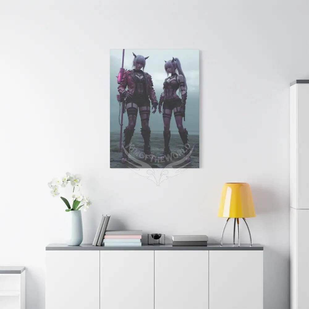 3D Anime Girls in Stilettos Matte Stretched Canvas Canvas